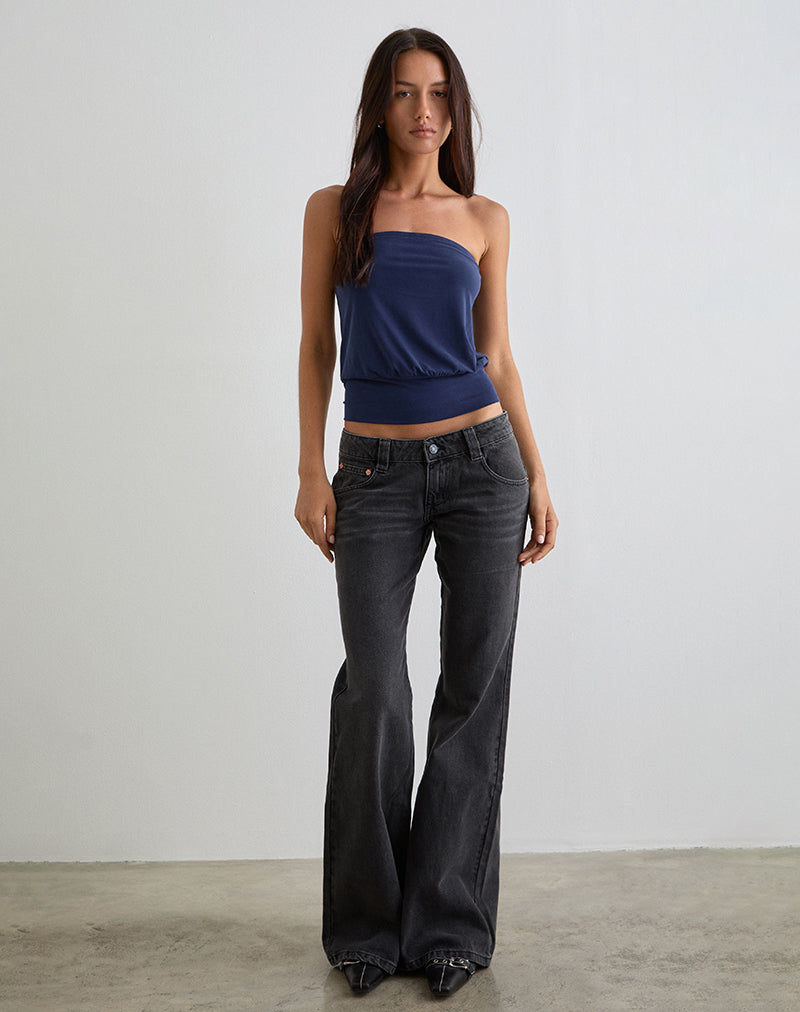 Jeans a vita bassa Bell Bottom in nero vintage