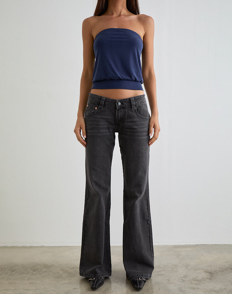 Immagine di Bell Bottom Low Rise Flare Jeans in nero vintage