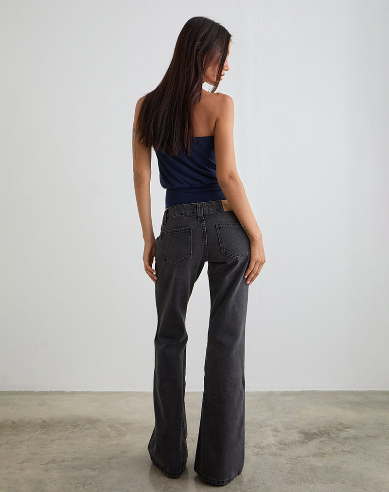 Immagine di Bell Bottom Low Rise Flare Jeans in nero vintage