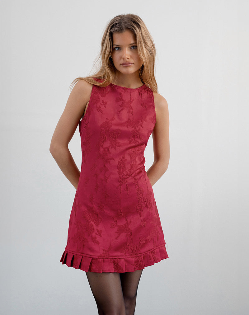 Immagine di Benian Mini Abito in Raso Jacquard Rosso