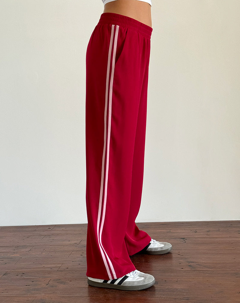 Immagine di Bennett Pantalone a gamba larga in rosso sartoriale con riga rosa