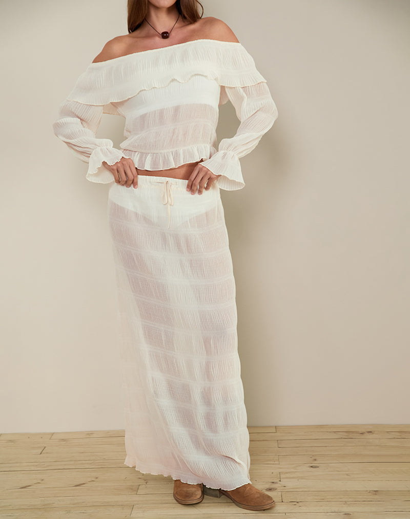Immagine di Bente Maxi gonna sfoderata in chiffon Plisse Avorio