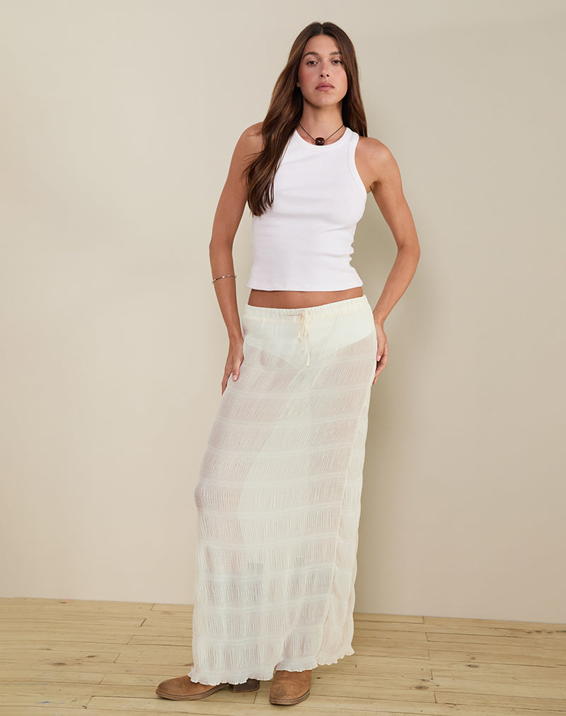 Maxi gonna sfoderata in chiffon plisse avorio di Bente