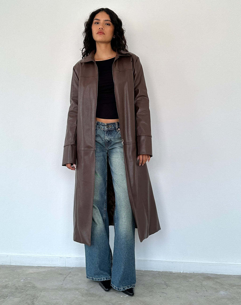 Trench Berlin in PU marrone scuro
