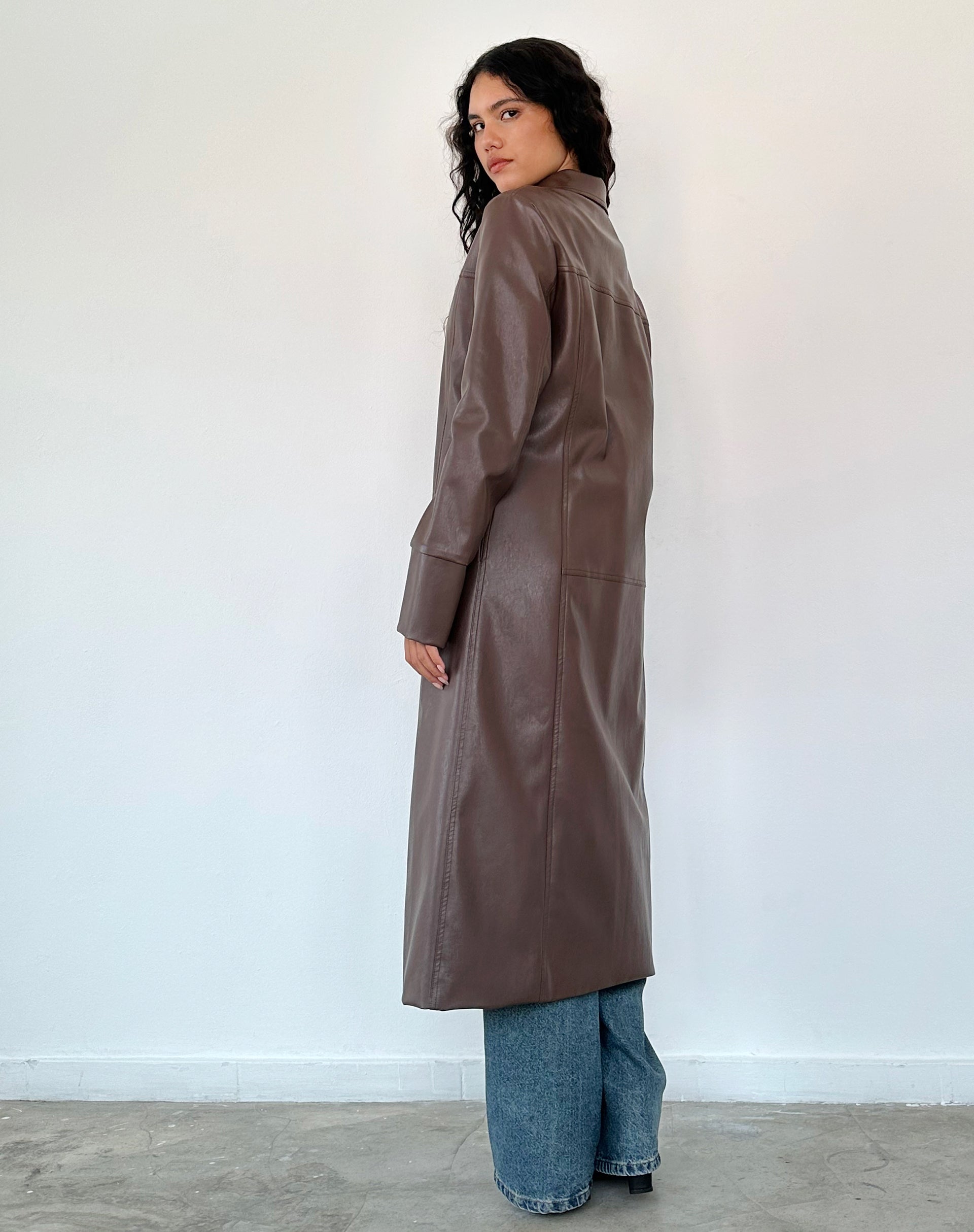 Immagine di Berlin Trench in PU marrone scuro