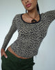 Immagine di Beshi Top a maniche lunghe in mini ghepardo nero Binding