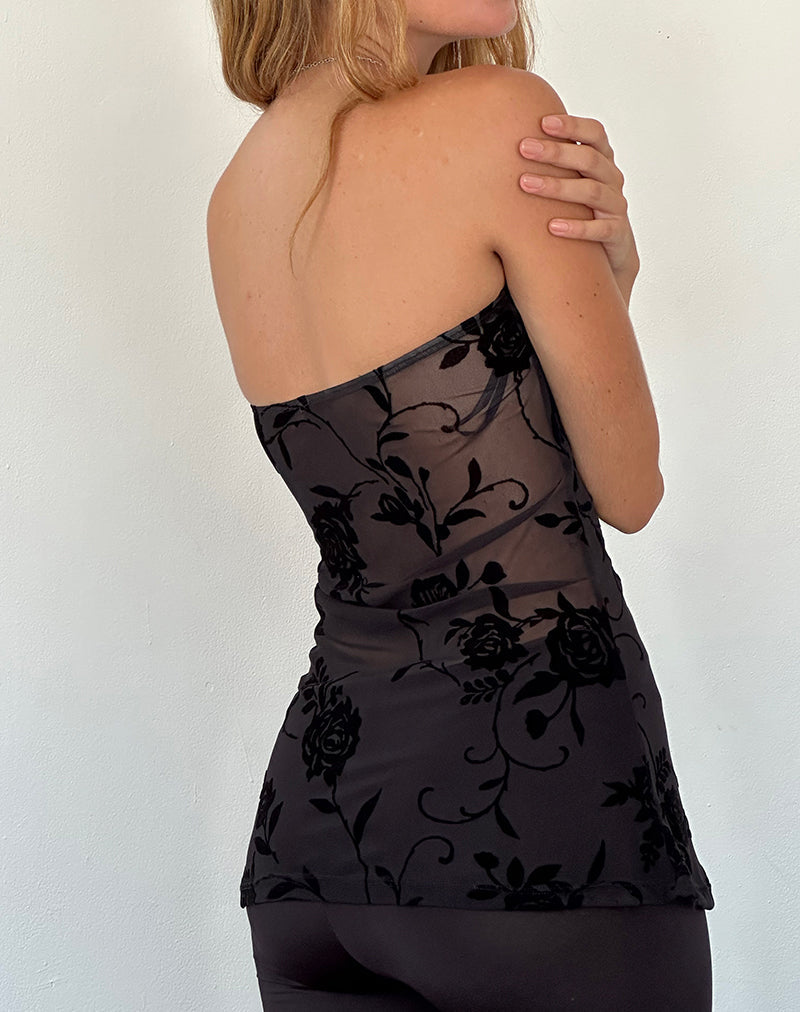 Immagine di Bilancia Bandeau Top in Rose Flock Nero