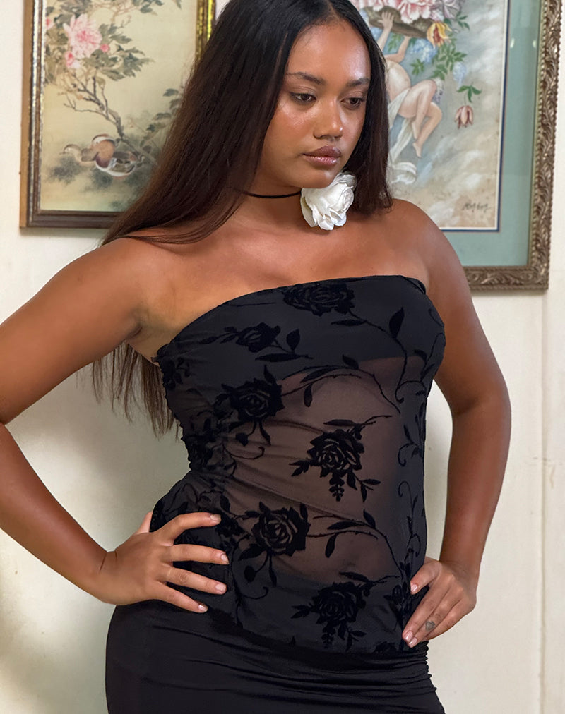 Immagine di Bilancia Bandeau Top in Rose Flock Nero