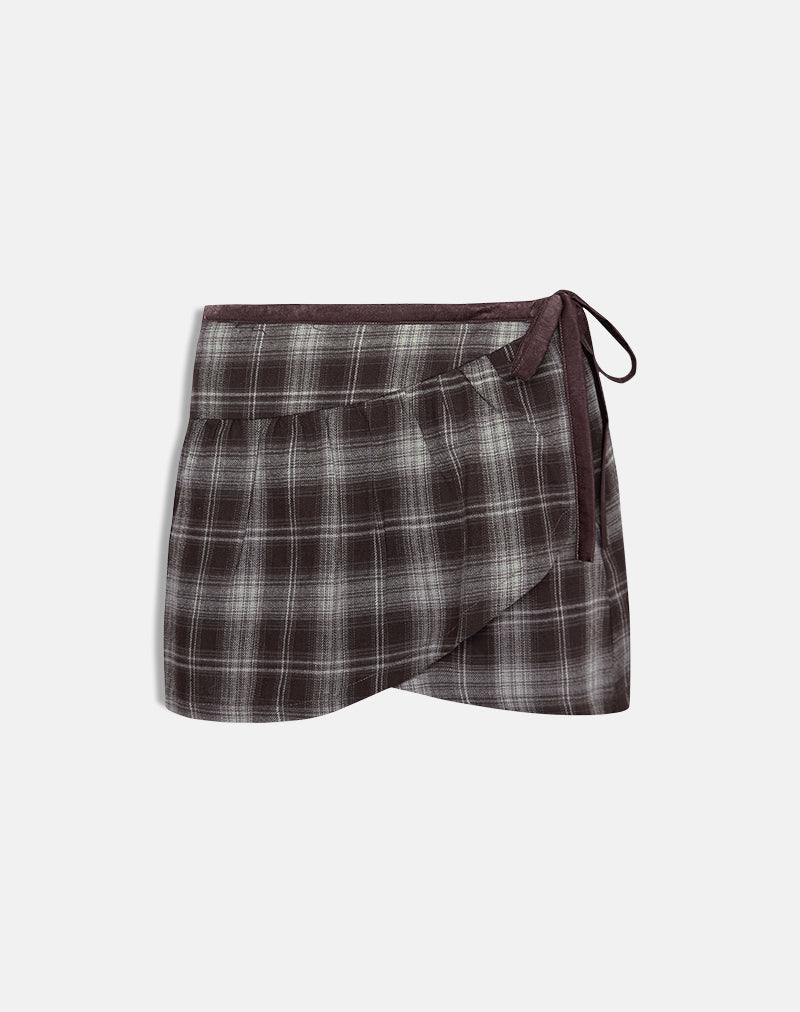 Immagine di Billa Wrap Mini Skirt in Grigio Check