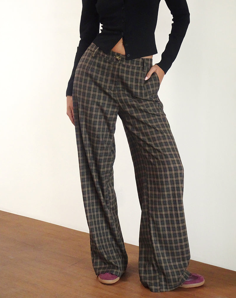 Immagine dei pantaloni Binar in marrone scuro check