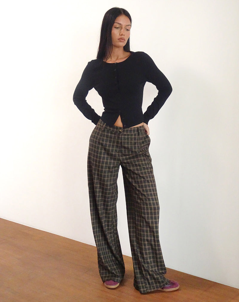 Immagine dei pantaloni Binar in marrone scuro check