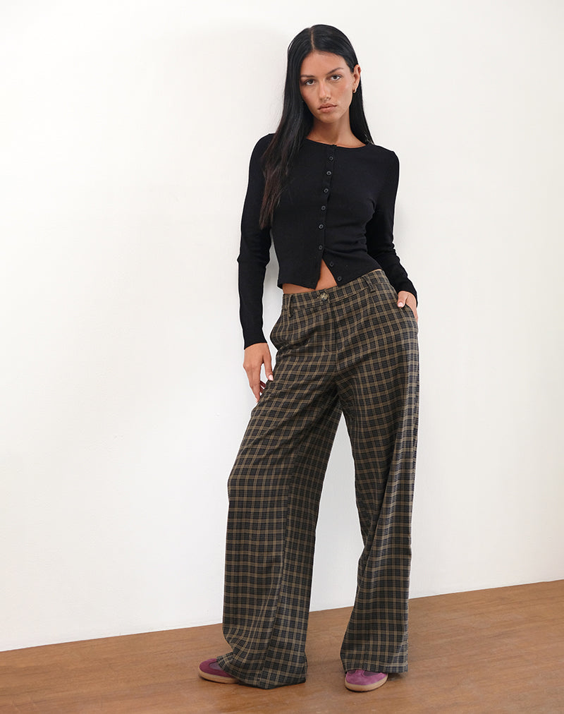 Pantaloni Binar a quadri marrone scuro