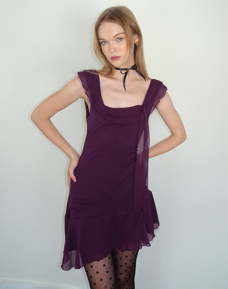 Immagine di Binita Mini Abito in Chiffon Aubergine