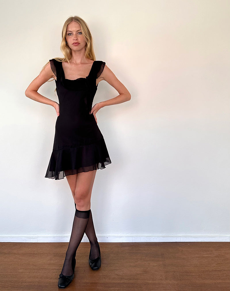 Mini abito Binita in chiffon nero