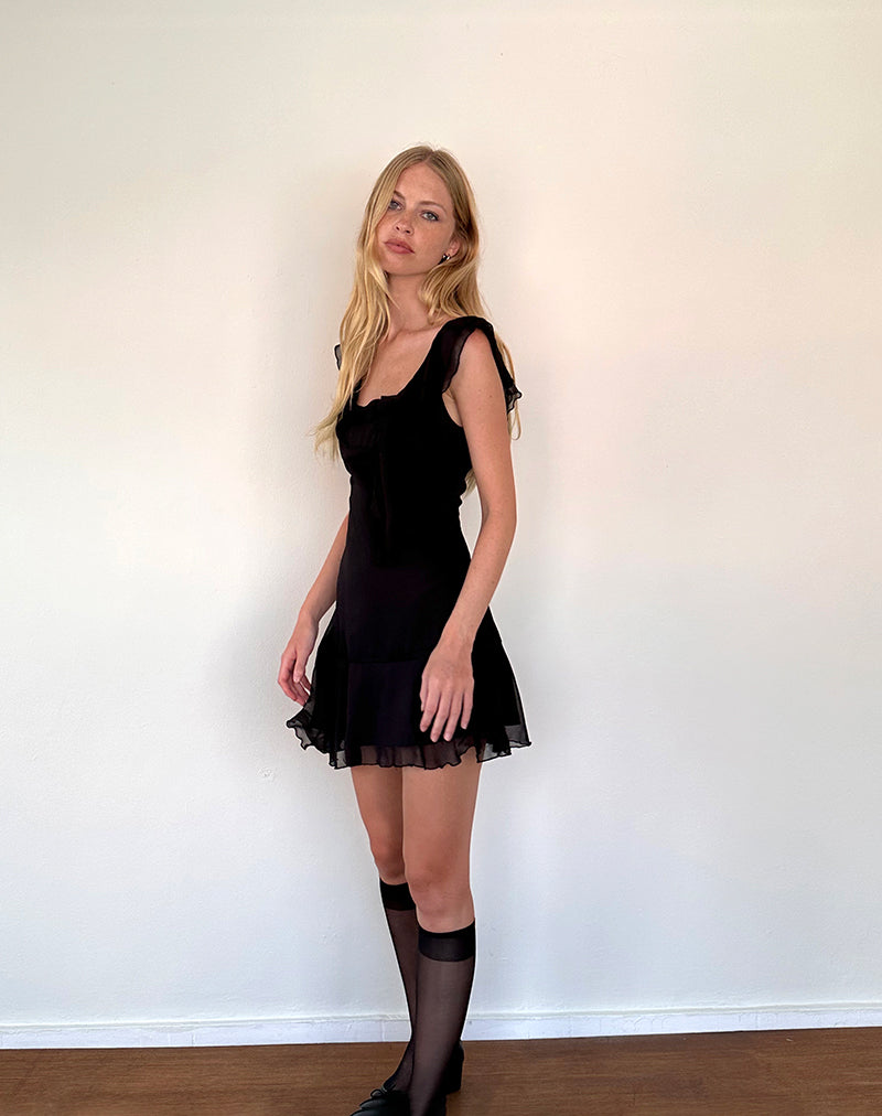 Immagine di Binita Mini Abito in Chiffon Nero