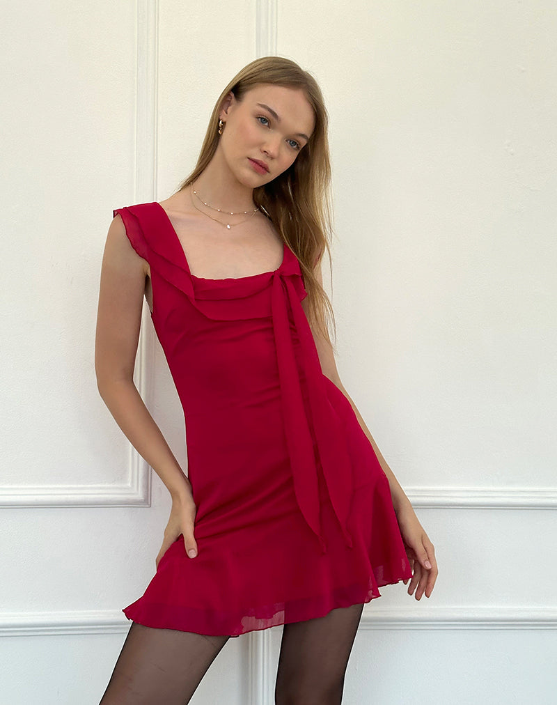 Mini abito Binita in chiffon bordeaux