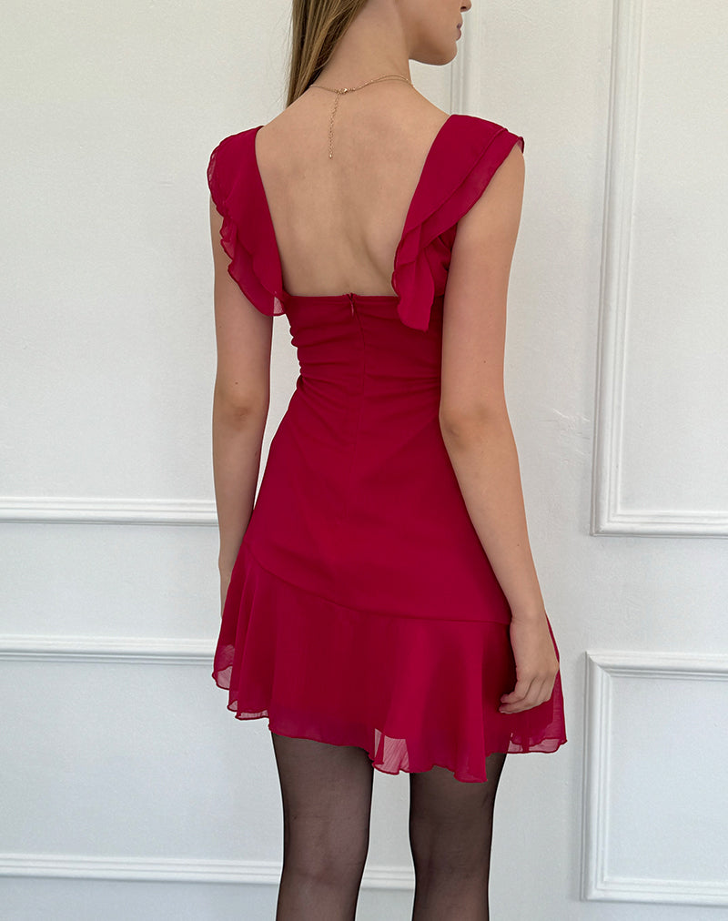 Immagine di Binita Mini Abito in Chiffon Borgogna