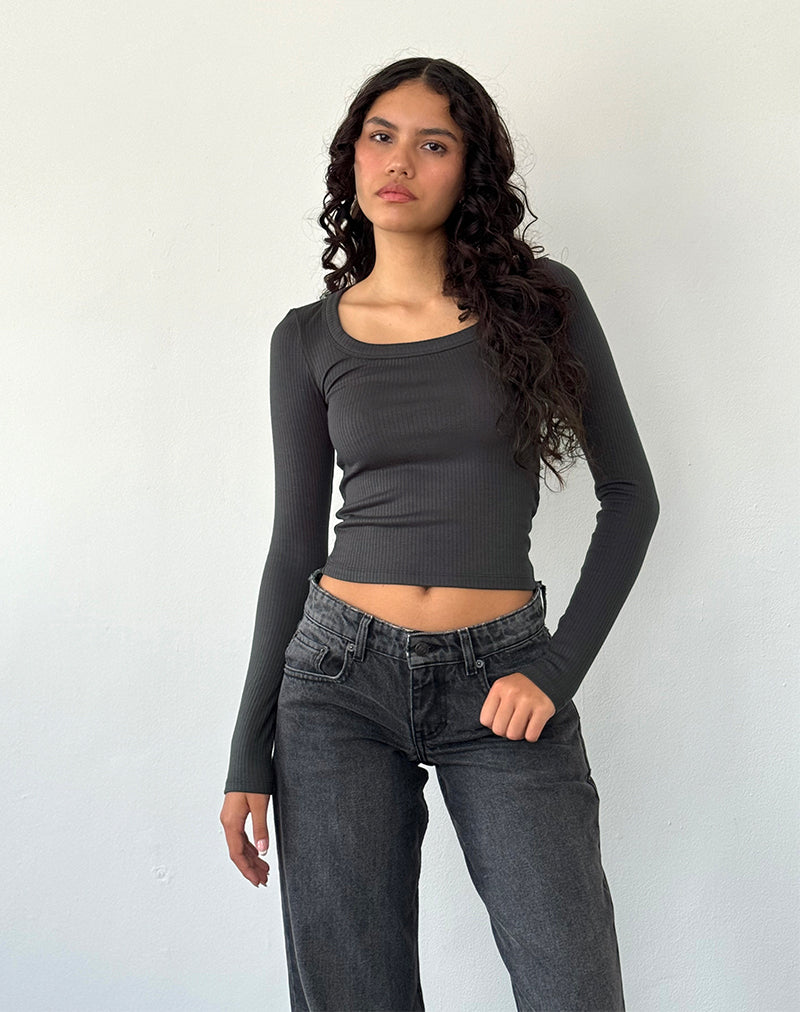 Immagine di Binlo Extra Long Sleeve Top in Black Forest