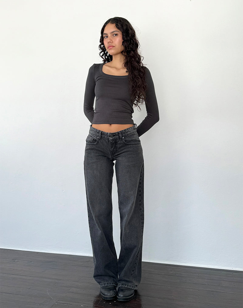 Immagine di Binlo Extra Long Sleeve Top in Black Forest