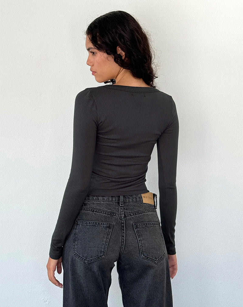 Immagine di Binlo Extra Long Sleeve Top in Black Forest