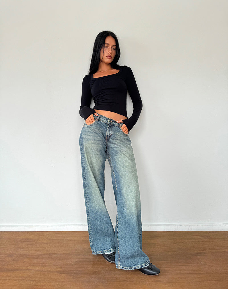 Immagine di Binlo Extra Long Sleeve Top in nero