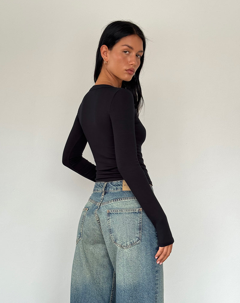 Immagine di Binlo Extra Long Sleeve Top in nero