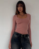 Immagine di Binlo Extra Long Sleeve Top in Dusty Pink Rib