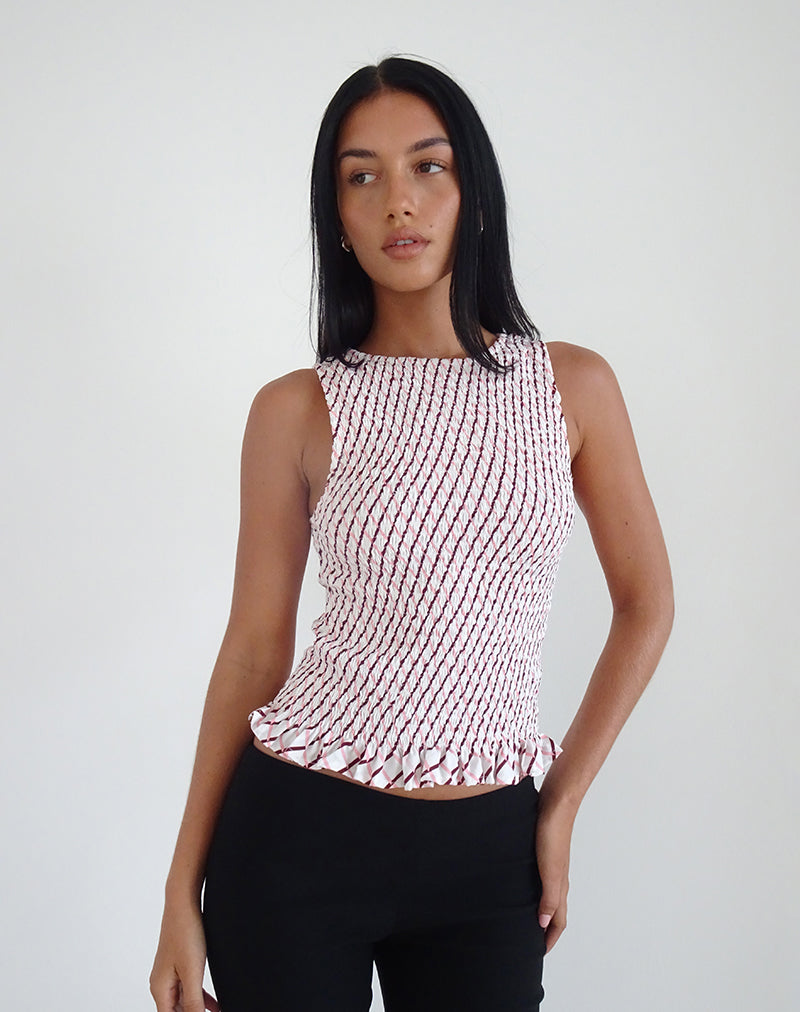 Canotta Birita Shirred con piastrelle geometriche