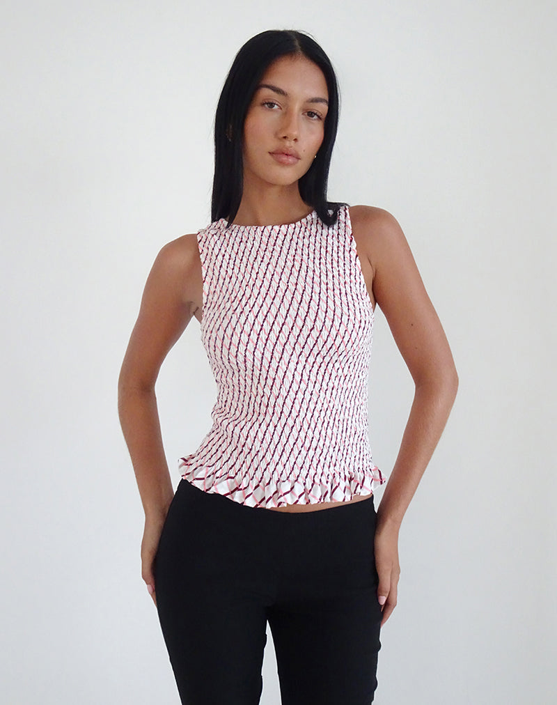 Immagine di Birita Shirred Tank Top in Geometric Tile