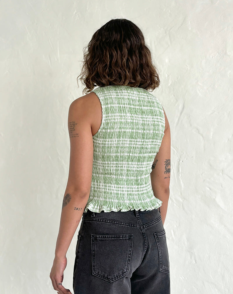 Immagine di Birita Shirred Top in tovaglia Neo Mint