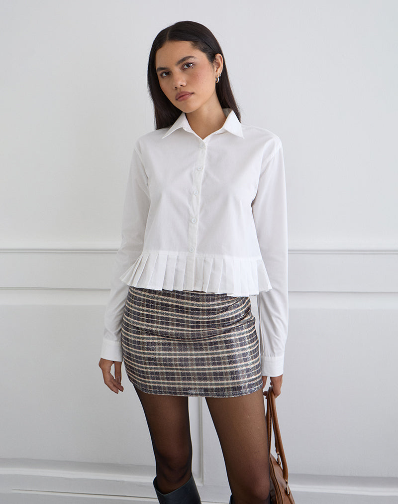 Immagine di Bisian Camicia con orlo a pieghe in popeline bianco