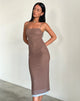 Immagine di Bisilk Midi Dress in mesh marrone e azzurro