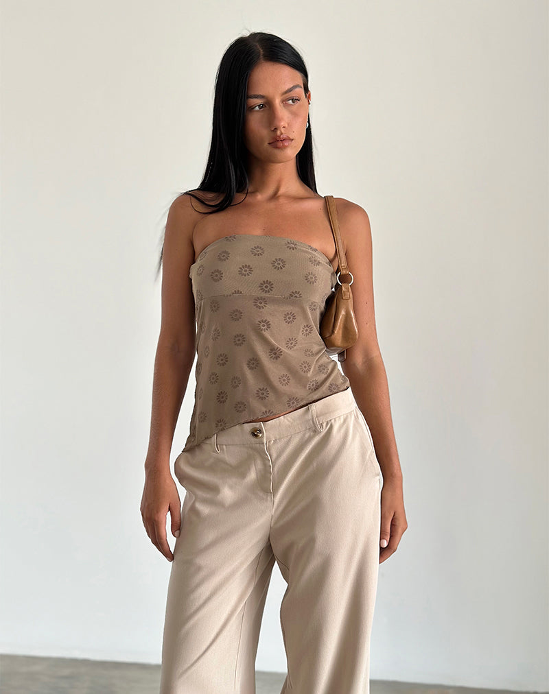 Top Bistara in Daisy Flock marrone chiaro