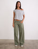Immagine di Jeans larghi a vita bassa in verde felce