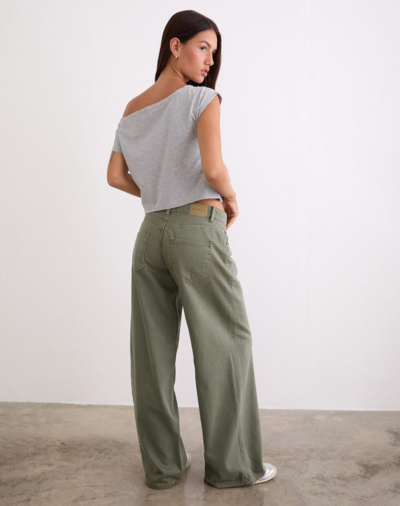 Immagine di Jeans larghi a vita bassa in verde felce
