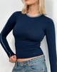Immagine di Bonija - Top a manica lunga in denim sbiadito color navy