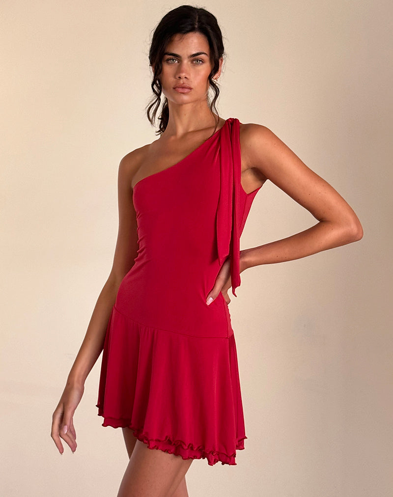 Immagine di Boone - Mini abito monospalla in rosso lucido