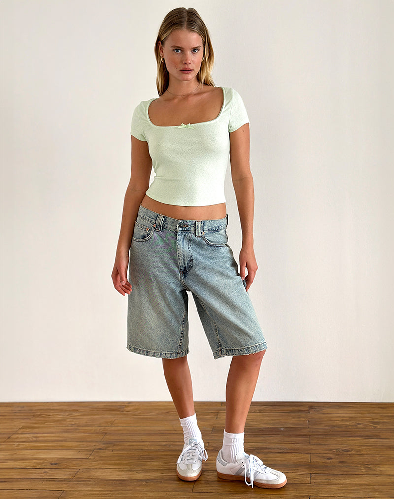 immagine di Bovillo Cap Sleeve Top in Soft Mint
