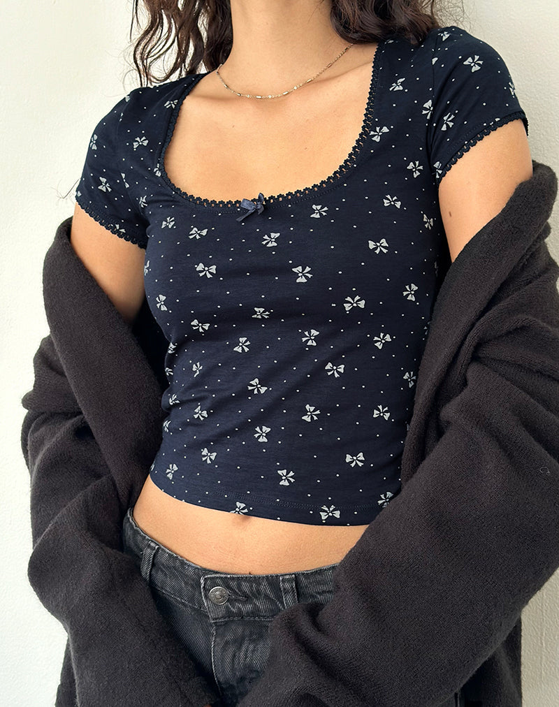 Immagine di Bovino Top in Mini Bow Navy