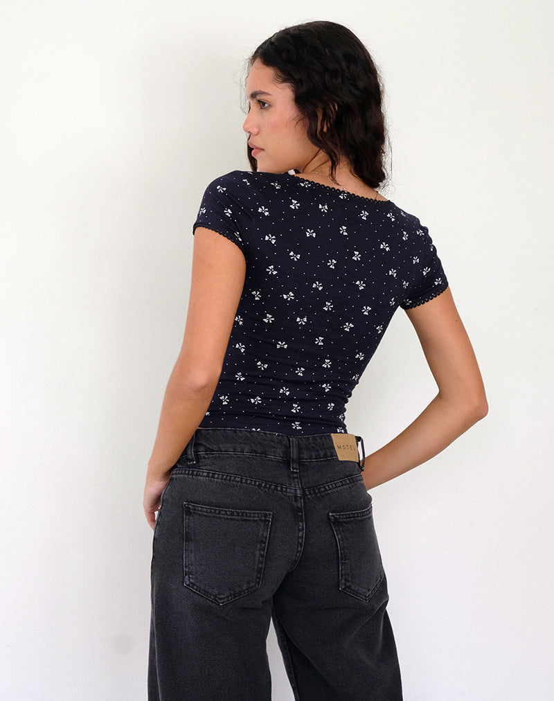 Immagine di Bovino Top in Mini Bow Navy