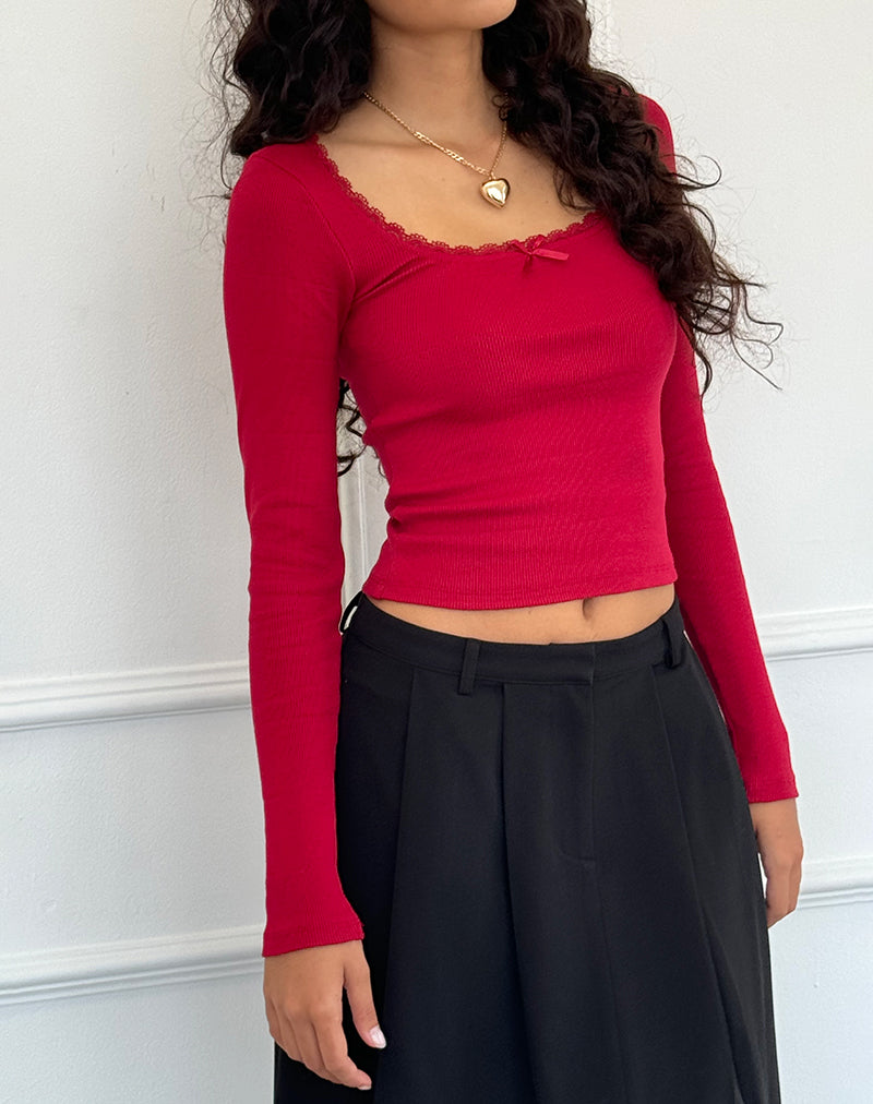Top a maniche lunghe Bovita in rosso Adrenalina