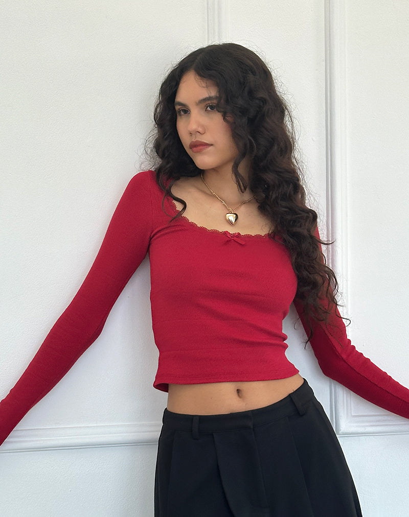 Immagine di Bovita Top a maniche lunghe in rosso Adrenalina