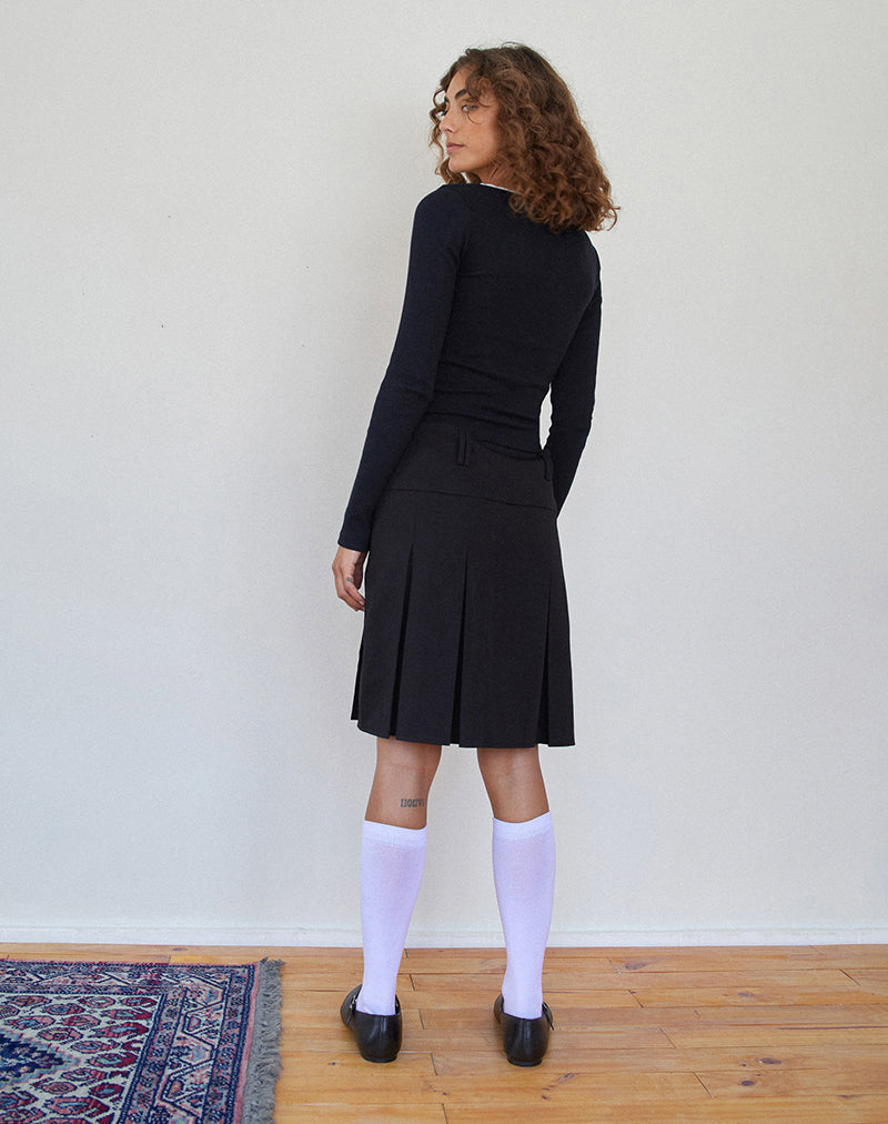 Immagine di Bovita Top a maniche lunghe in nero con finiture in bianco sporco