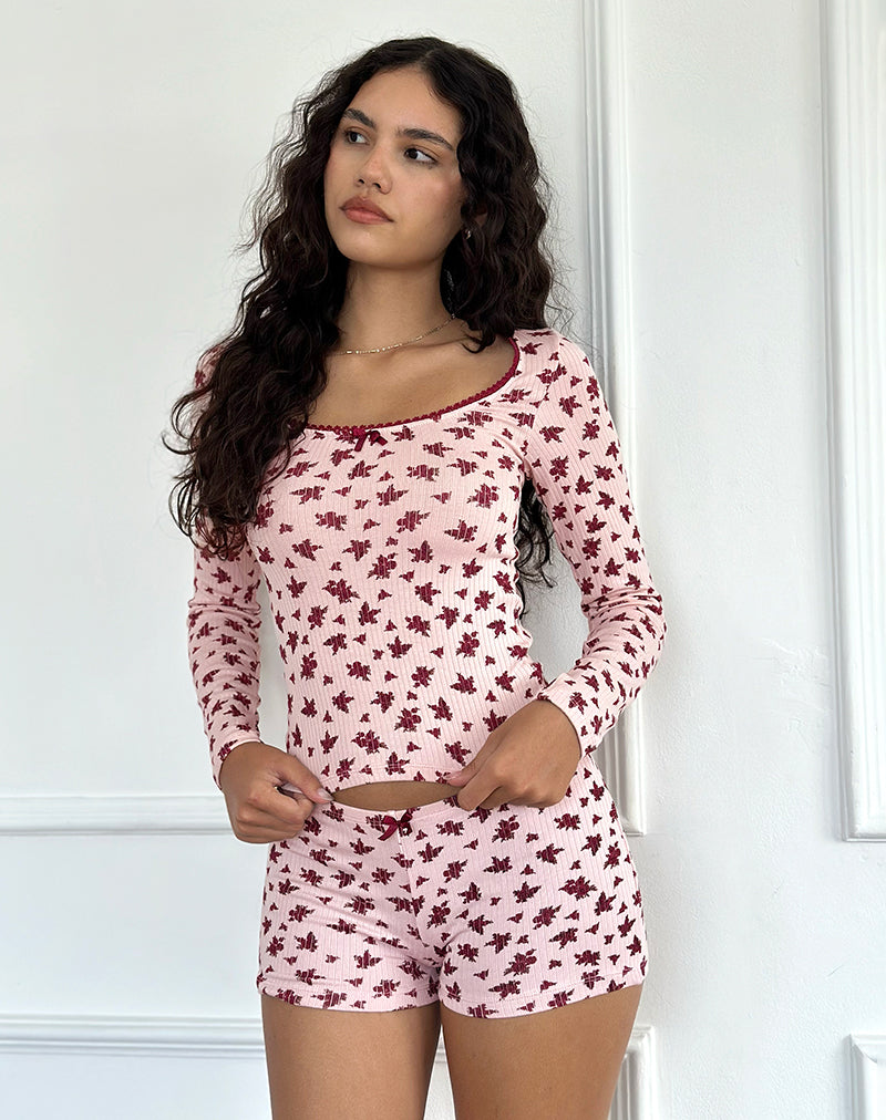 Immagine di Ritulia Pyjamer Shorts in fantasia floreale rosa
