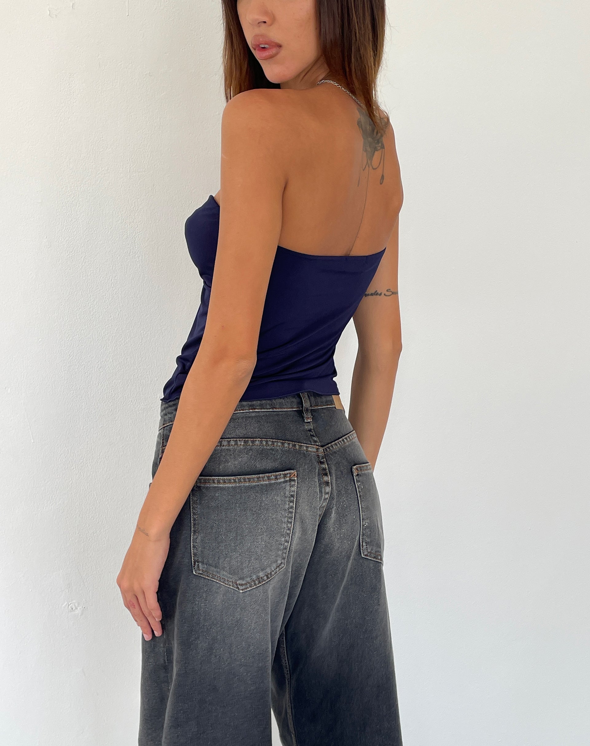 Immagine di Brea Bandeau Butterfly Top in Slinky Navy
