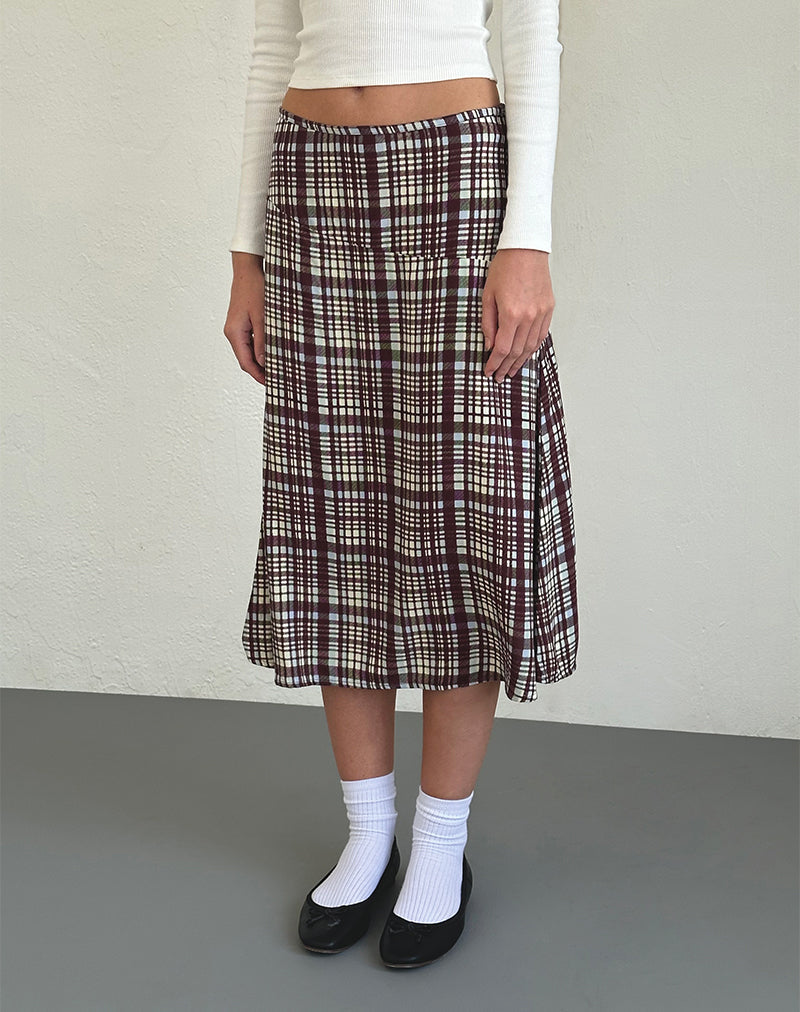 Gonna midi Brella in Multi Check Brown