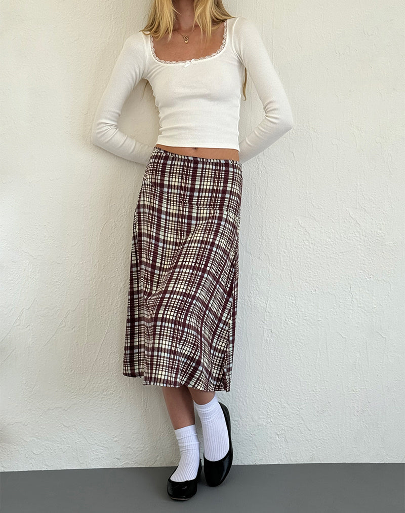 Immagine di Brella Gonna midi in Multi Check Brown