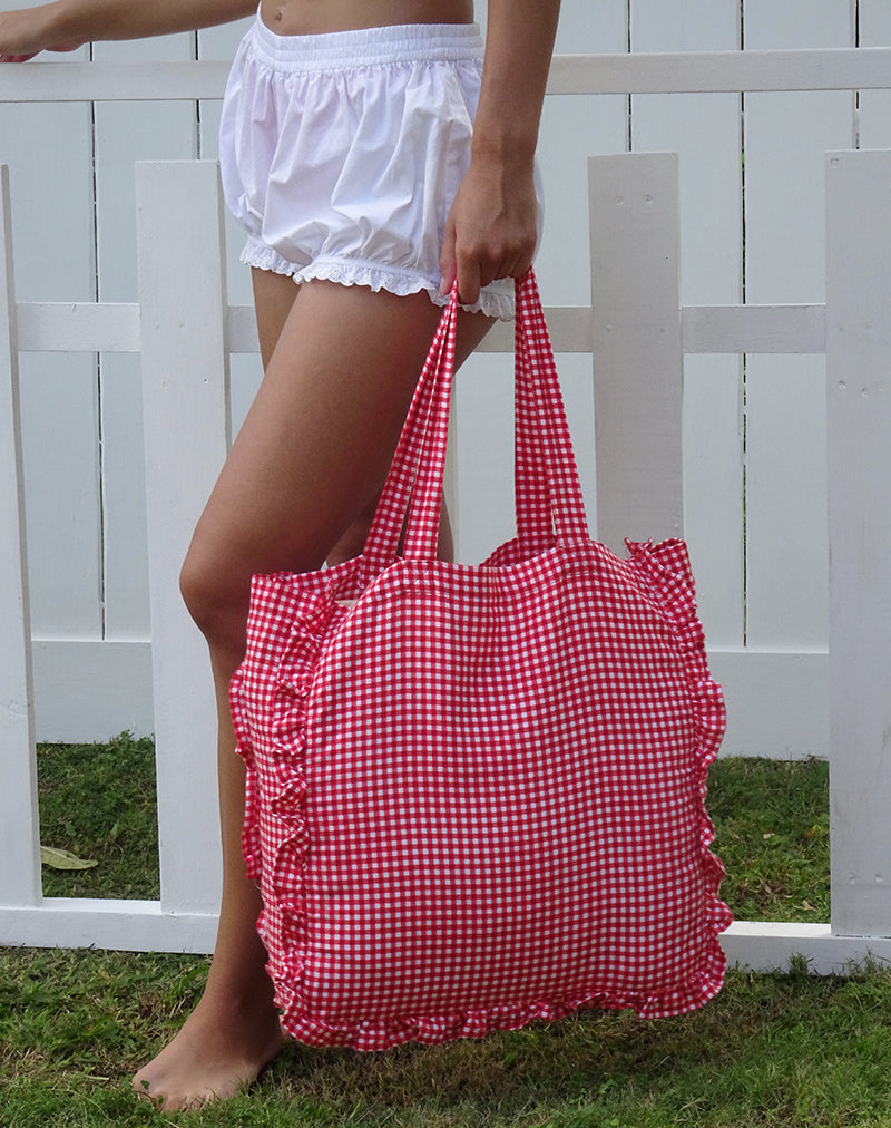 Immagine di Brie Frill Tote Bag in Red Gingham
