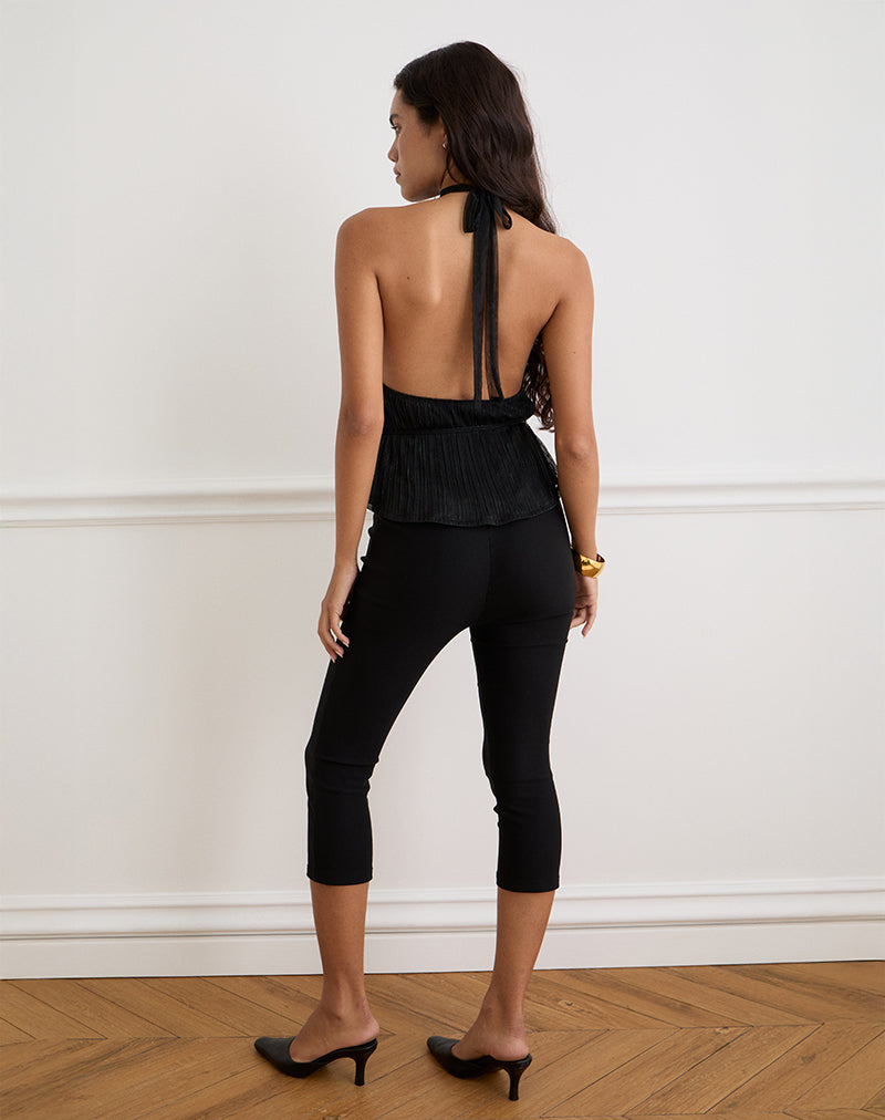 Immagine di Brienne Top in Chiffon Plisse Nero con Fodera