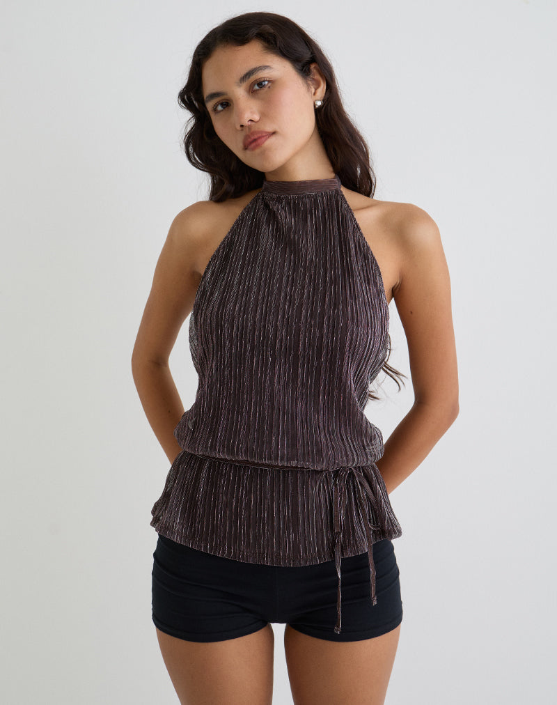 Immagine di Brienne Top in Brown Shimmer Sheer Plisse